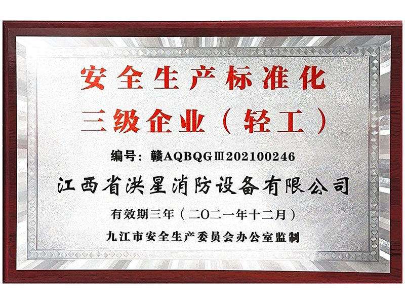 安全生產(chǎn)標準化三級企業(yè)（輕工）
